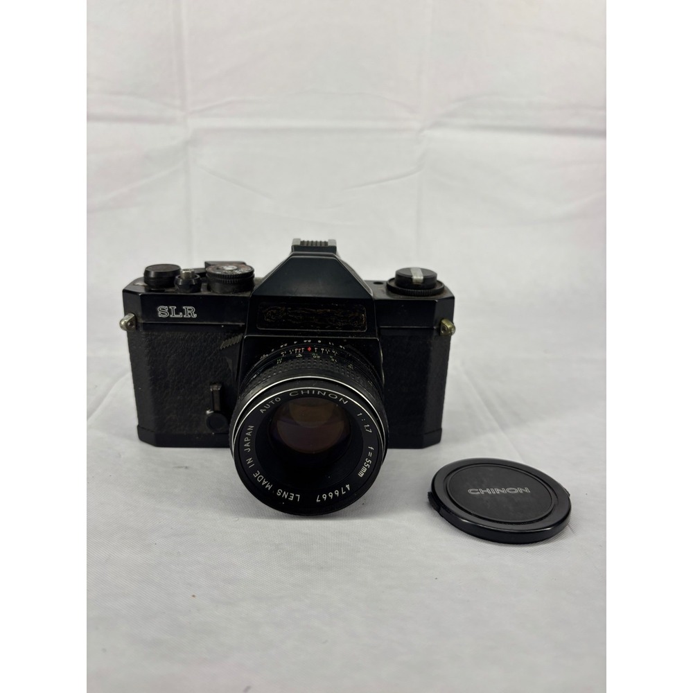 Chinon Auto SLR 35mm Film Camera 55mm f/1.7 Prime Lens Black Vintage Japan